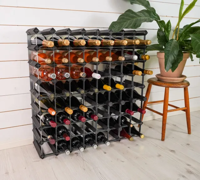 VinoSupremo Traditionel vinreol 72 flasker sort ask saml selv
