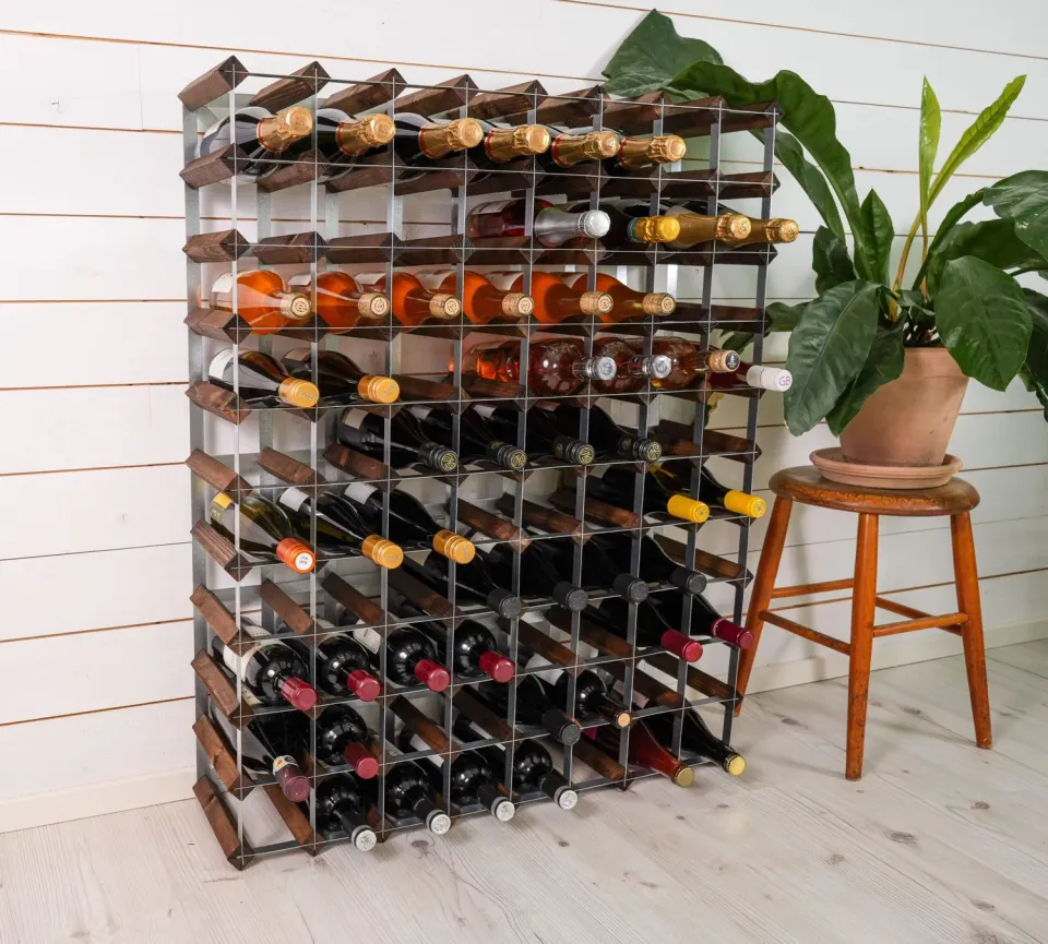 VinoSupremo Traditionel Vinreol 90 flasker mørk eg