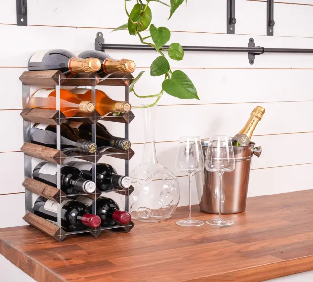 VinoSupremo Traditionel vinreol 12 flasker mørk eg